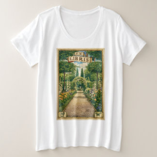 Camiseta Plus Size Vintage Ex Libris Garden Path Bookplate Art 