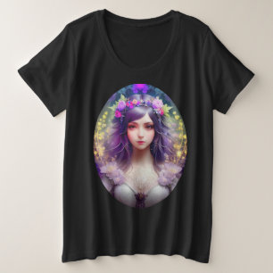 Camiseta Plus Size Vintage Mucha Style Linda Retrato de Mulher