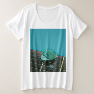 Camiseta Plus Size Vintage retro guitarra trabalho de arte para guita