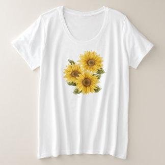 Camiseta Plus Size Vintage Sunflower T-Shirt