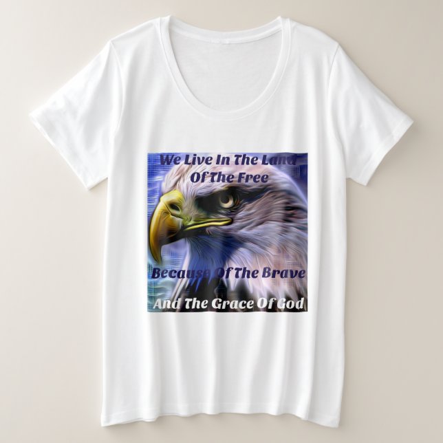 Camiseta Plus Size Vivemos Na Terra Da Gratidão Livre Design-2 (Frente do Design)