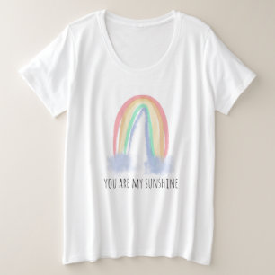 Camiseta Plus Size Você é meu arco-íris pintado à aguarela sol