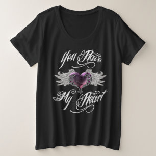 Camiseta Plus Size Você Tem Meu Coração Rosa