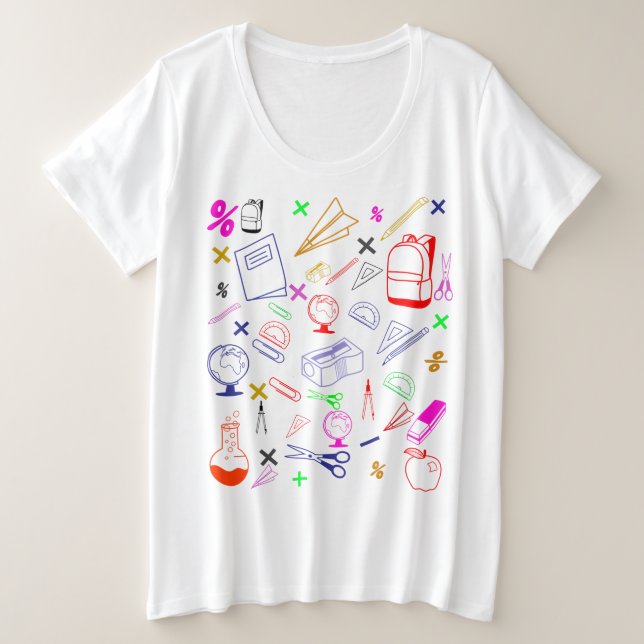 Camiseta Plus Size Voltar ao padrão da escola (Frente do Design)