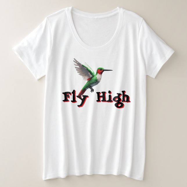 Camiseta Plus Size Voo Alto Hummingbird (Frente do Design)