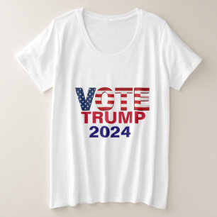Camiseta Plus Size Vote TRUMP 2024 Plus Tamanho T-Shirt
