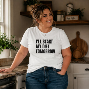 Camiseta Plus Size Vou começar minha dieta amanhã