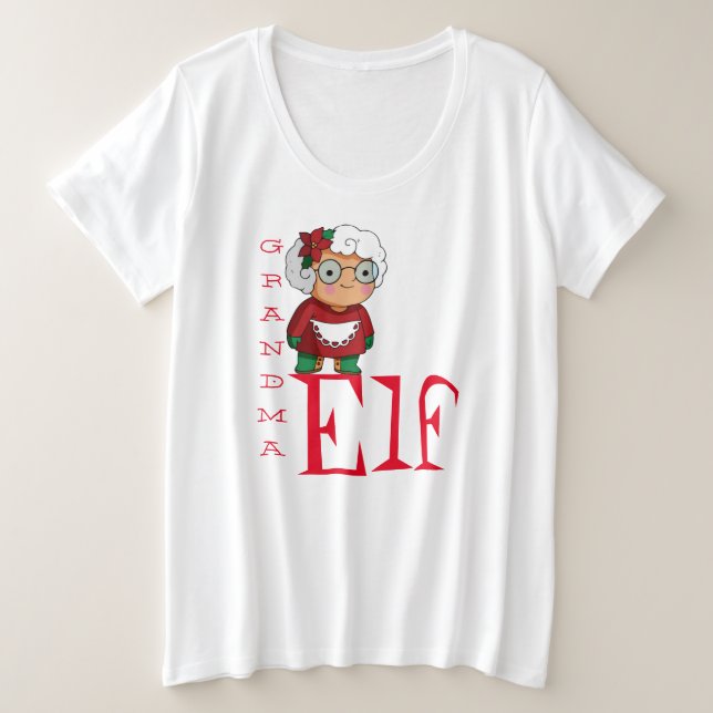 Camiseta Plus Size Vovó Elf Natal (Frente do Design)