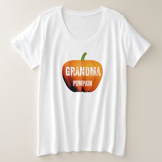 Camiseta Plus Size Vovó Pumpkin Halloween Design (Frente do Design)