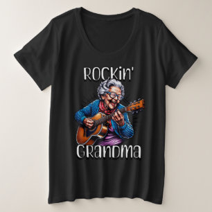 Camiseta Plus Size Vovó Rockeira História em Quadrinhos Divertida