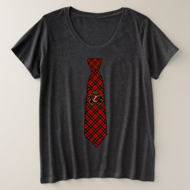 Camiseta Plus Size Wallace Tartan Necktie Women's (Frente do Design)