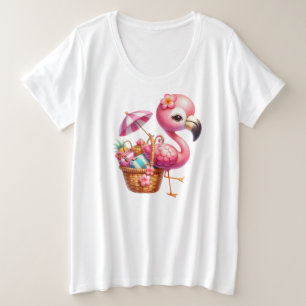 Camiseta Plus Size Watercolor Flamingo Cartoon Clipart
