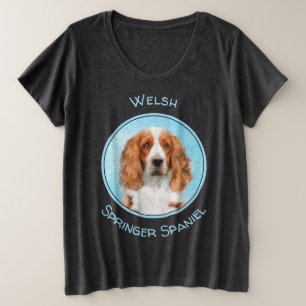 Camiseta Plus Size Welsh Springer Spaniel Painting - Arte Original De