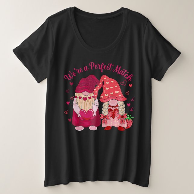 Camiseta Plus Size We're A Perfect Match Happy Valentine's Day Couple (Frente do Design)