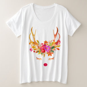Camiseta Plus Size Whimssic Boho Reindeer Holiday Love
