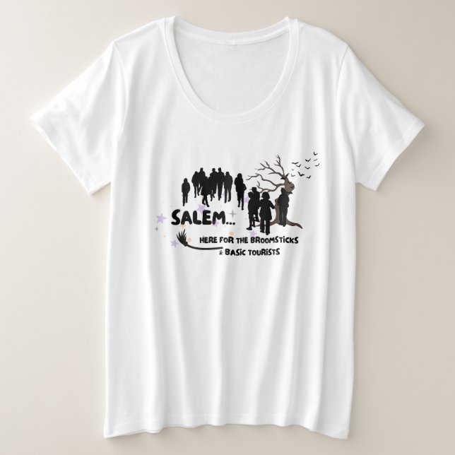 Camiseta Plus Size Witom Broom Visita Salem Basic Tourist (Frente do Design)