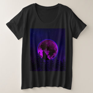CAMISETA PLUS SIZE WOLF HOWLING MOON MAGENTA