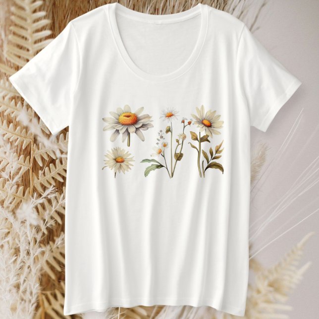 Camiseta Plus Size Women's Wildflowers Graphic T-Shirt / Floral (Criador carregado)