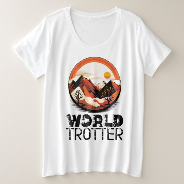 Camiseta Plus Size World Trotter - Aventura en el Horizonte (Frente do Design)