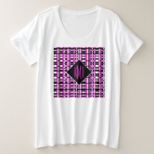 Camiseta Plus Size Xadrez rosa monograma