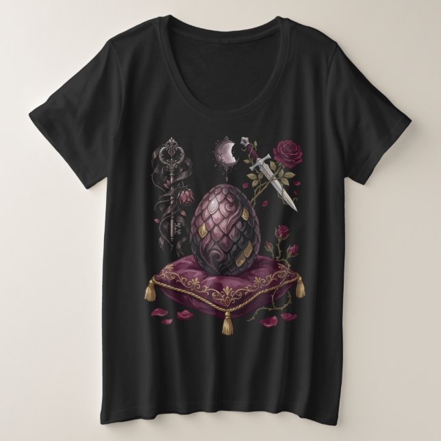 Camiseta Plus Size Xadrez Xeque-Mate Dragão Gótico  (Frente do Design)