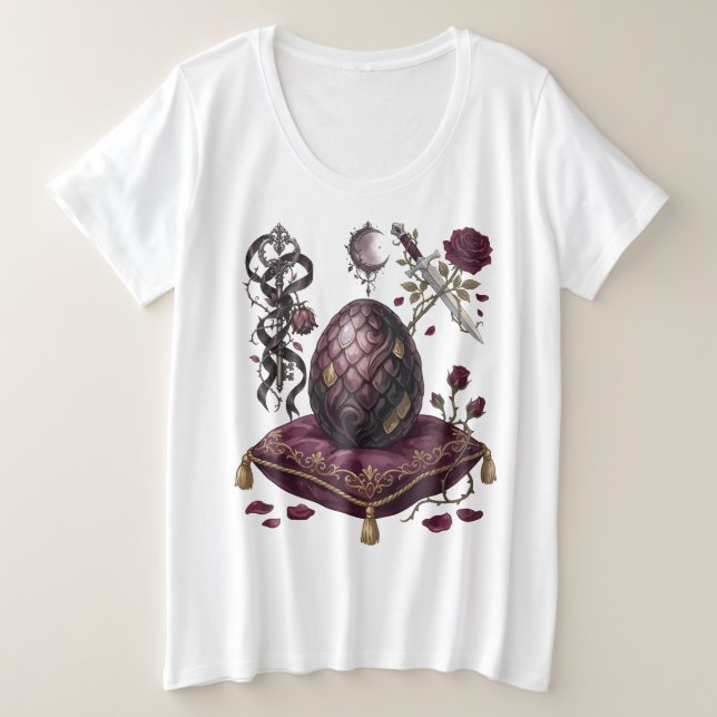 Camiseta Plus Size Xadrez Xeque-Mate Dragão Gótico  (Frente do Design)