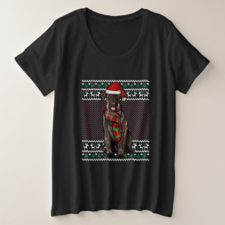 Camiseta Plus Size Xmas Giant Schnauzer Cachorro Santa Chapéu Feio Na