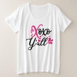 Camiseta Plus Size XOXO Y'all Dia de os namorados Camisa-T-mulher