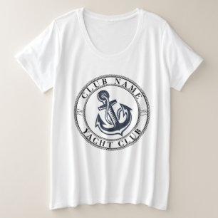 Camiseta Plus Size Yacht club Marinho Náutico