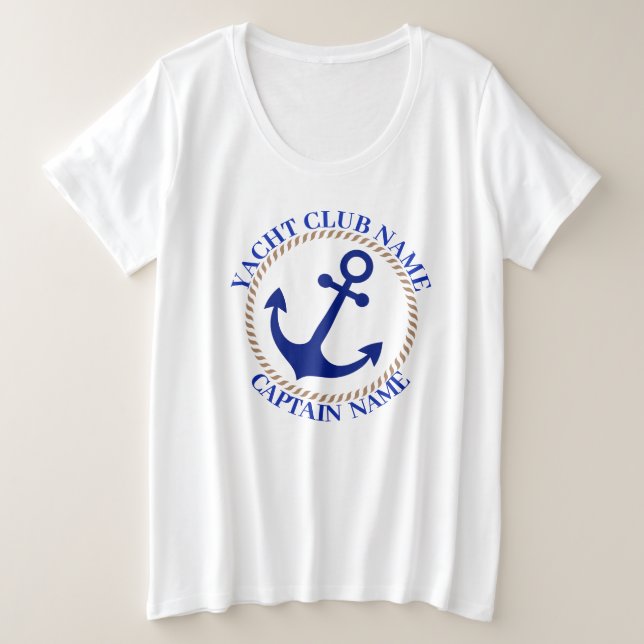 Camiseta Plus Size Yacht club marinho Náutico (Frente do Design)