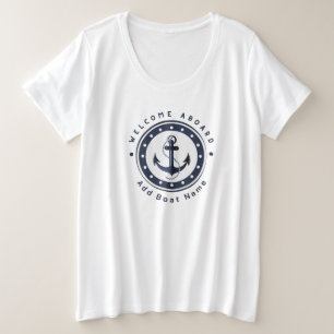 Camiseta Plus Size Yacht clube de iate de Âncora Náutica Azul nome da