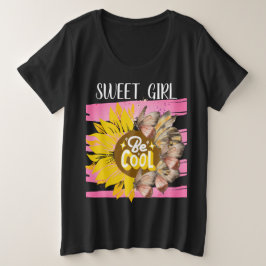 Camiseta Plus Size Yellow Sunflower trendy vibrant color paper art