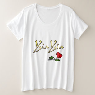Camiseta Plus Size Yia Rosa  