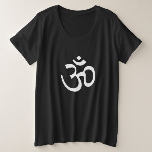 Camiseta Plus Size Yoga, Ícone Om Aum, Ohm Hinduísmo Símbolo preto