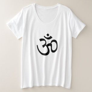 Camiseta Plus Size Yoga, Ícone Om Aum, Ohm Hinduísmo Símbolo preto