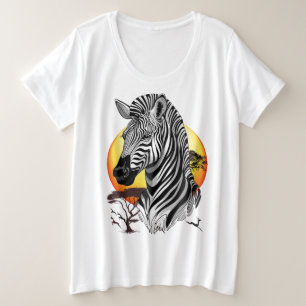 Camiseta Plus Size Zebra African Savanna Wild Animal
