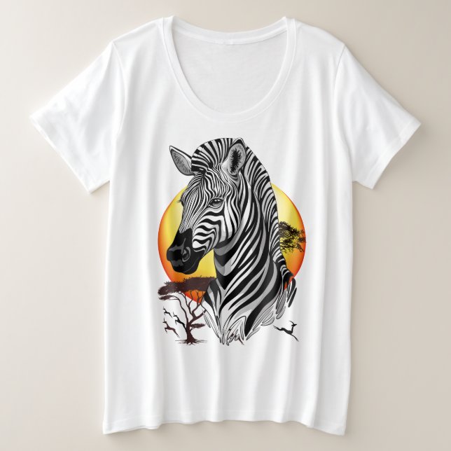 Camiseta Plus Size Zebra African Savanna Wild Animal (Frente do Design)