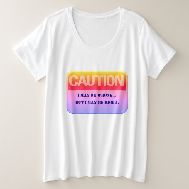 Camiseta Plus Size Zona de Precaução Humorística (Frente do Design)