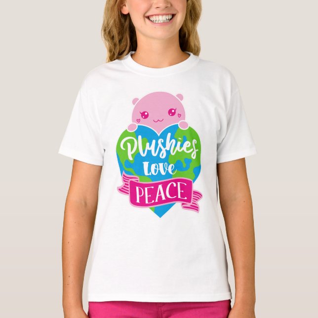 Camiseta Plushies Love Peace | Terra do Coração de Kawaii C (Frente)