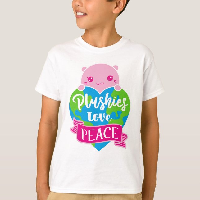 Camiseta Plushies Love Peace | Terra do Coração de Kawaii C (Frente)