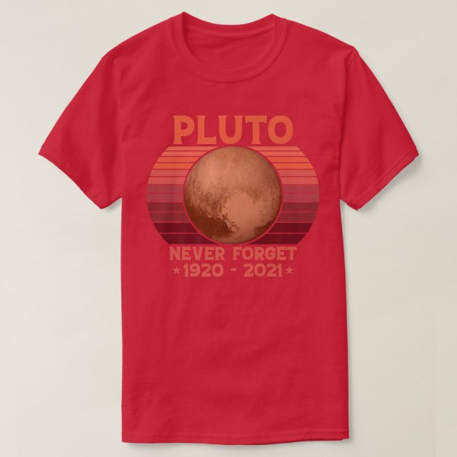 Camiseta PLUTO NUNCA ESQUEÇA O Estilo Retroativo Espaço Eng (Frente do Design)