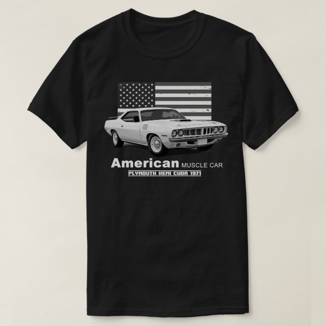Camiseta Plymouth Hemi Cuda American Muscle 60 anos 70 (Frente do Design)