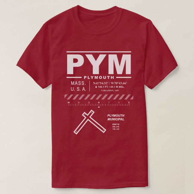 Camiseta Plymouth Municipal Airport PYM (Frente do Design)