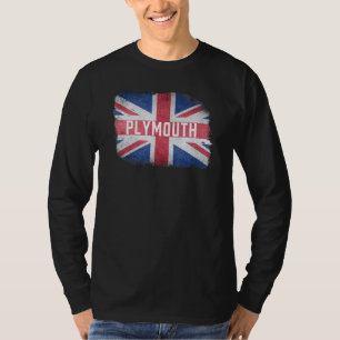 Camiseta Plymouth Reino Unido Bandeira Britânica Vintage Uk