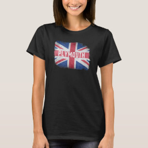 Camiseta Plymouth Reino Unido Bandeira Britânica Vintage Uk