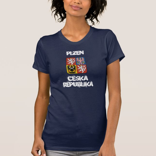 Camiseta Plzen, República Ceska com casaco de armas (Frente)