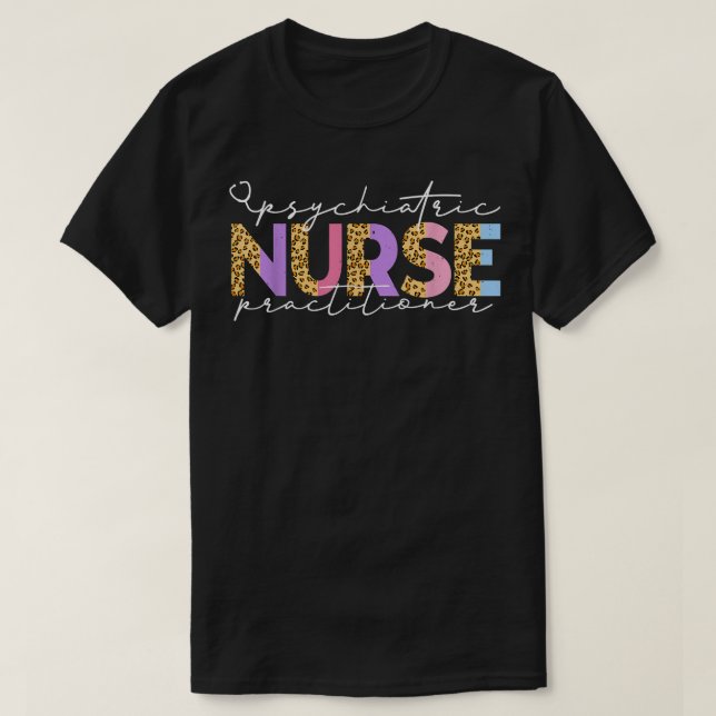 Camiseta PMHNP Cute Psychiatric Nurse Practitioner Leopard  (Frente do Design)