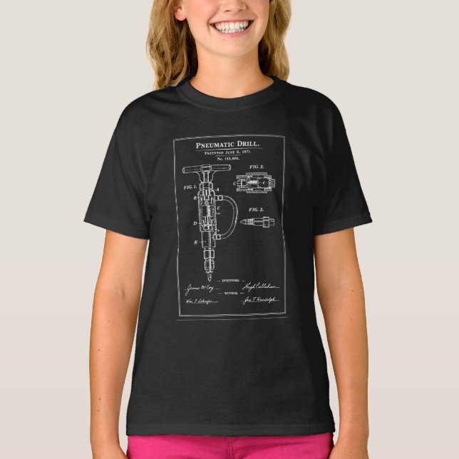 Camiseta Pneumatic Drill Blueprint Patent (Frente)