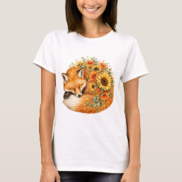 Camiseta PNG de Girassol de Raposa em Aquarela Design de Pa