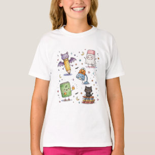 Camiseta PNG de Halloween de Volta às Aulas Fofo, Kawaii Do